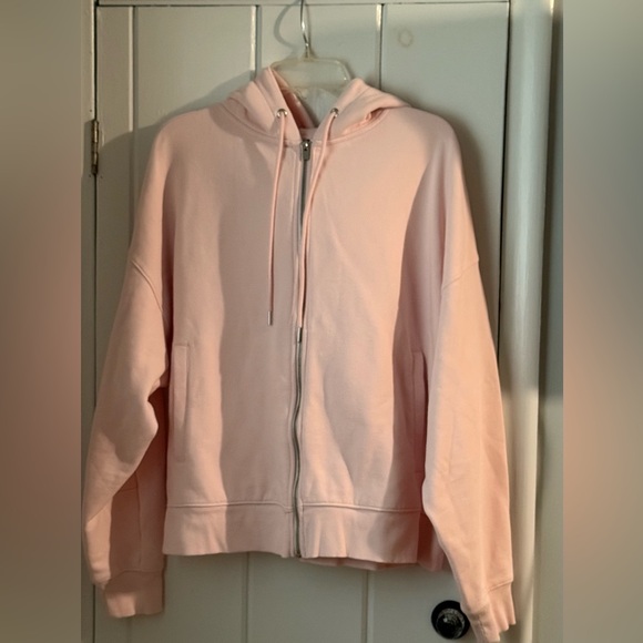 Express Tops - Express Light Pink Full-Zip Hoodie with Drawstring
